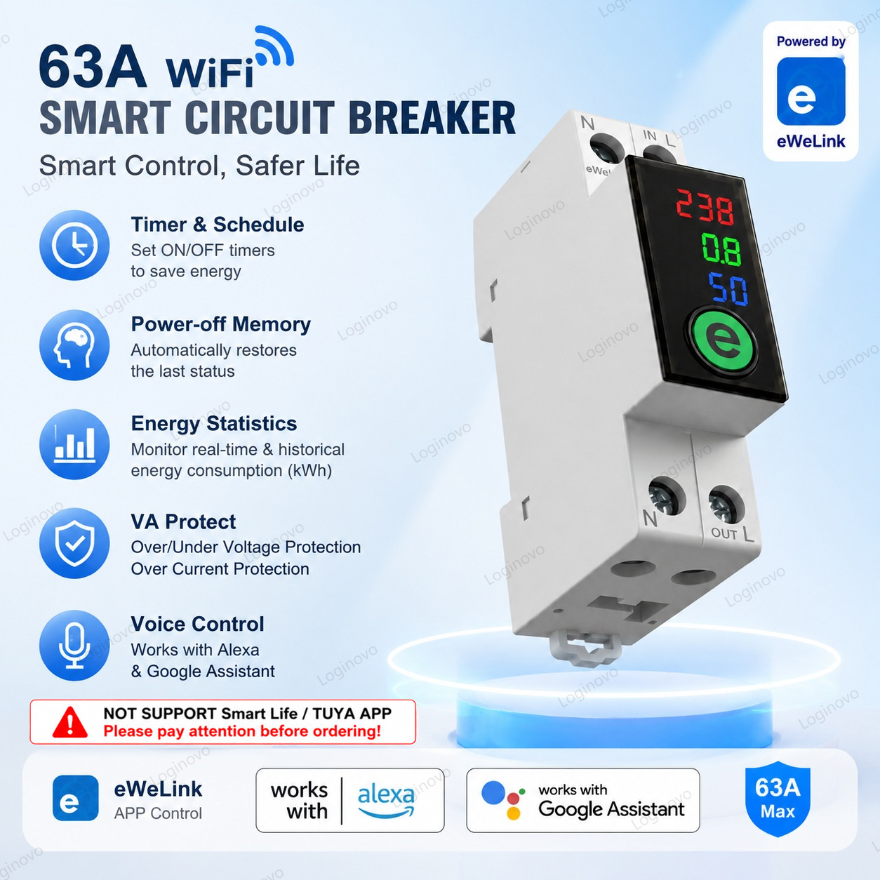 Smart Energy Monitor - قاطع دائرة كهربائية ذكي من Ewelink