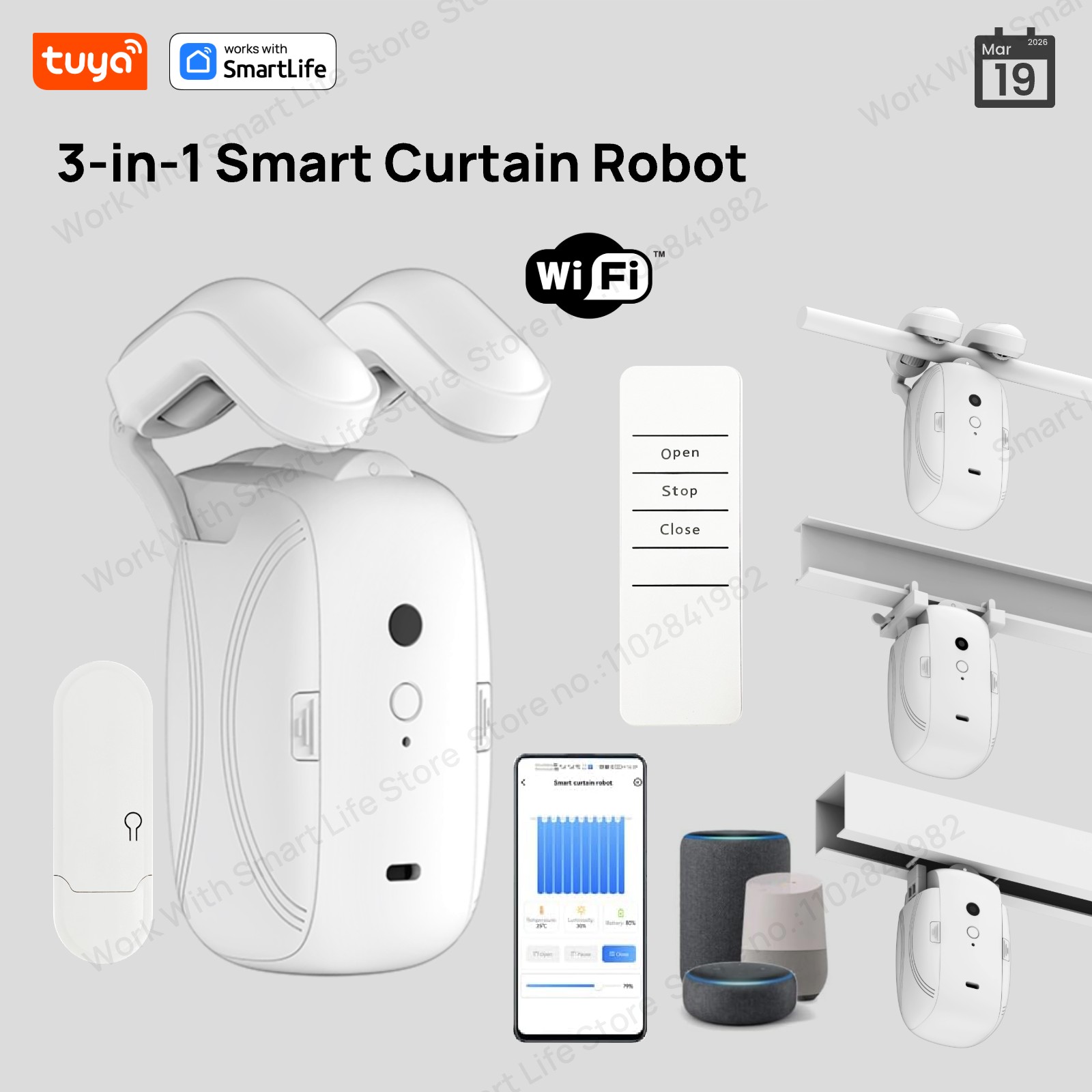 Smart Home Full System - روبوت ستائر ذكي من تويا يعمل