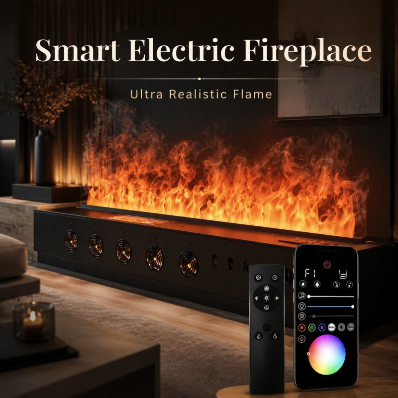 Smart Home Simulation - موقد حائط بتصميم بسيط وفاخر، موقد
