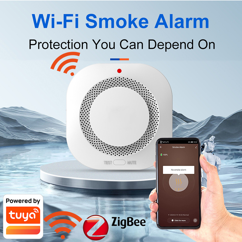 Tuya WiFi Zigbee Smoke Alarm - - مراجعة Smart Smoke Detector وسعره
