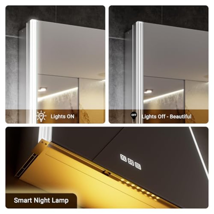 خزانة أدوية للحمام مع مرآة مزو - مراجعة Smart Night Light وسعره