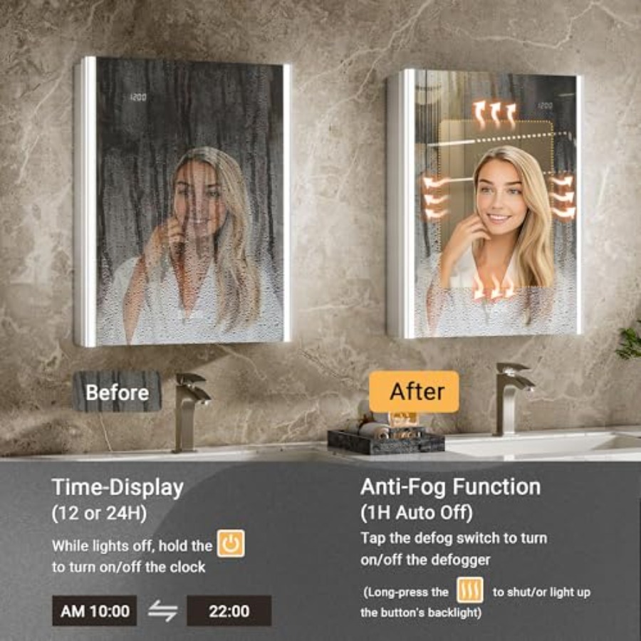 خزانة أدوية للحمام مع مرآة مزو - مراجعة Smart Night Light وسعره