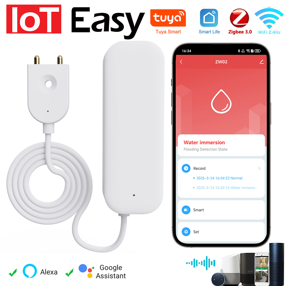 Tuya WiFi زيجبي استشعار المياه - مراجعة Smart Home Features وسعره